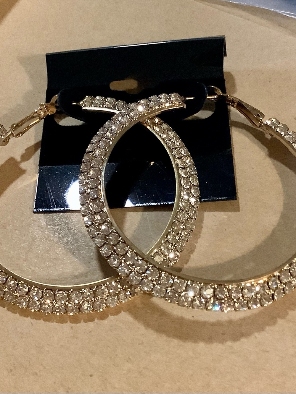 Gold Crystal Rhinestone Hoop Earrings for Women